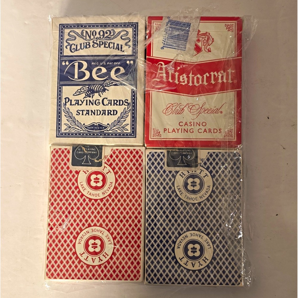 Vintage Playing Cards Lot of 4 Packs Hyatt Lake Tahoe Bee No 92 Aristocrat
